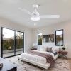 Yamiyu Modern 48 in. Indoor Matte White Downrod Smart Ceiling Fan with Integrated LED, Work with Alexa and Google Assistant