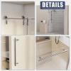 Frameless Shower Door with Rust-Resistant Stainless Steel, Explosion-Proof Glass, and Easy Installation 60*76