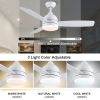 Yamiyu Modern 48 in. Indoor Matte White Downrod Smart Ceiling Fan with Integrated LED, Work with Alexa and Google Assistant