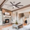 YUHAO 62 in. Indoor Brushed Nickel Farmhouse Smart Ceiling Fan with Integrated LED and Remote Control by Tuya App