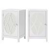 FCH 2pcs 38*33*60cm Density Board Spray Paint Smoked Mirror Single Door Carved Bedside Table White