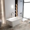 Acrylic Freestanding Bathtub Contemporary Soaking White Tub with Brushed Nickel Overflow and Drain, cUPC Certified - 59*29.52 23A01-60