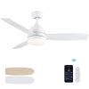 Yamiyu Modern 48 in. Indoor Matte White Downrod Smart Ceiling Fan with Integrated LED, Work with Alexa and Google Assistant