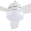 Yamiyu Modern 48 in. Indoor Matte White Downrod Smart Ceiling Fan with Integrated LED, Work with Alexa and Google Assistant