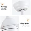Yamiyu Modern 48 in. Indoor Matte White Downrod Smart Ceiling Fan with Integrated LED, Work with Alexa and Google Assistant