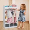 Kids Costume Organizer, Costume Rack, Kids Armoire, Open Hanging Armoire Closet with Mirror-WHITE