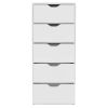 DEPOT E-SHOP Houma 5 Drawers Narrow Dresser, Slim Storage Chest of Drawers, White