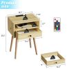 Nightstands with Charging Station, 2-Tier Storage & 20 Colors Remote LED Lights.
